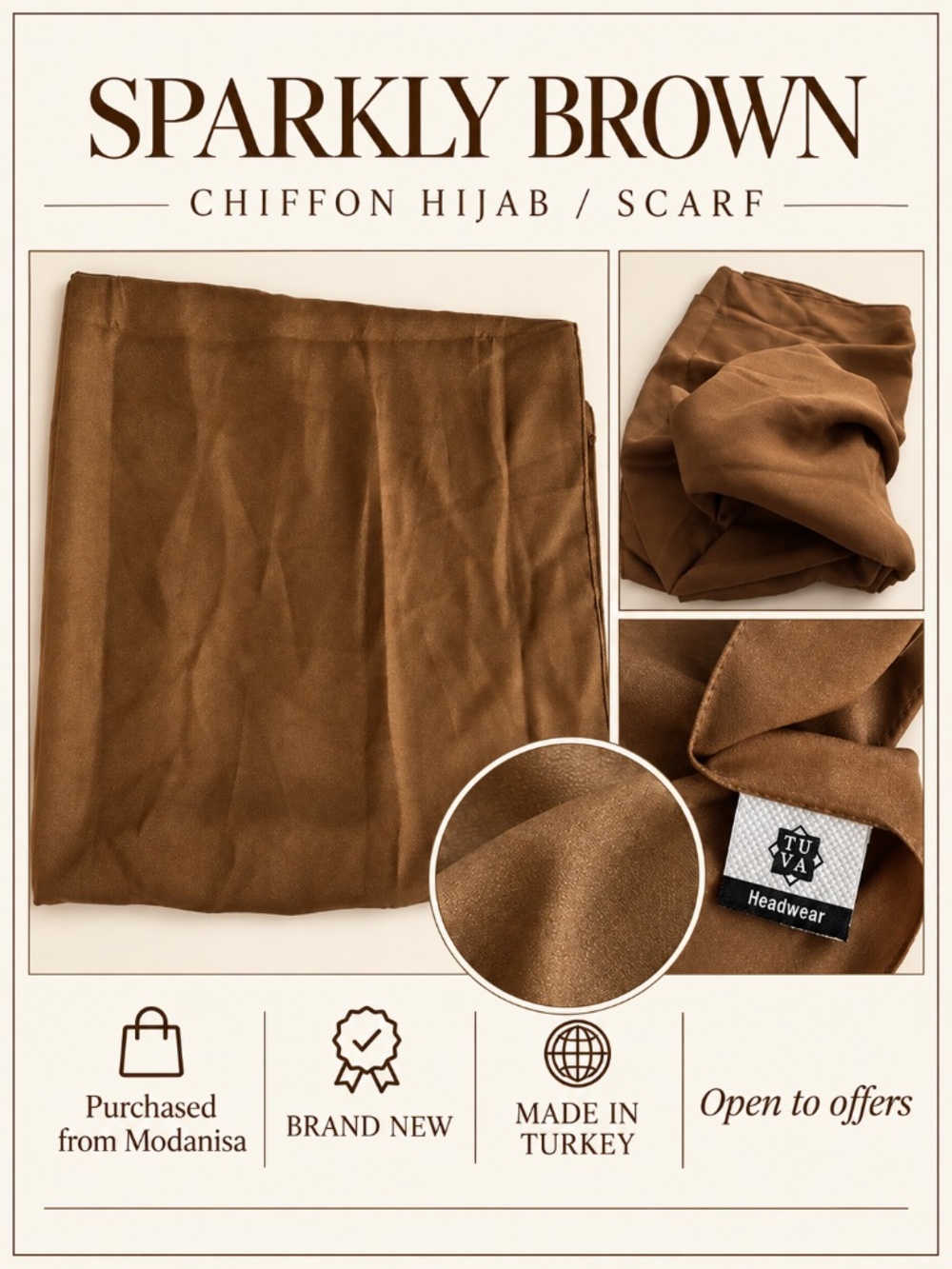 Sparkly Brown Chiffon Hijab